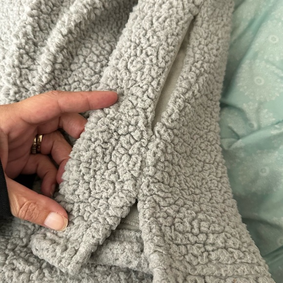 PINK VS Quarter Zip Teddy Sherpa Boyfriend Pullover Sweatshirt Grey Women’s S - Picture 8 of 11